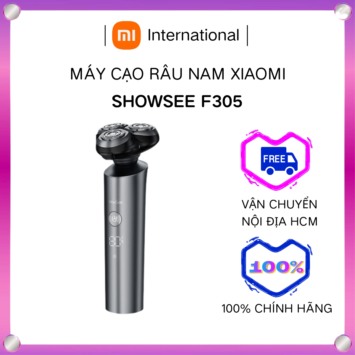 Máy cạo râu Xiaomi Showsee F305GY thiết kế lưỡi cạo 360 Chống nước IPX7Xiaomi International