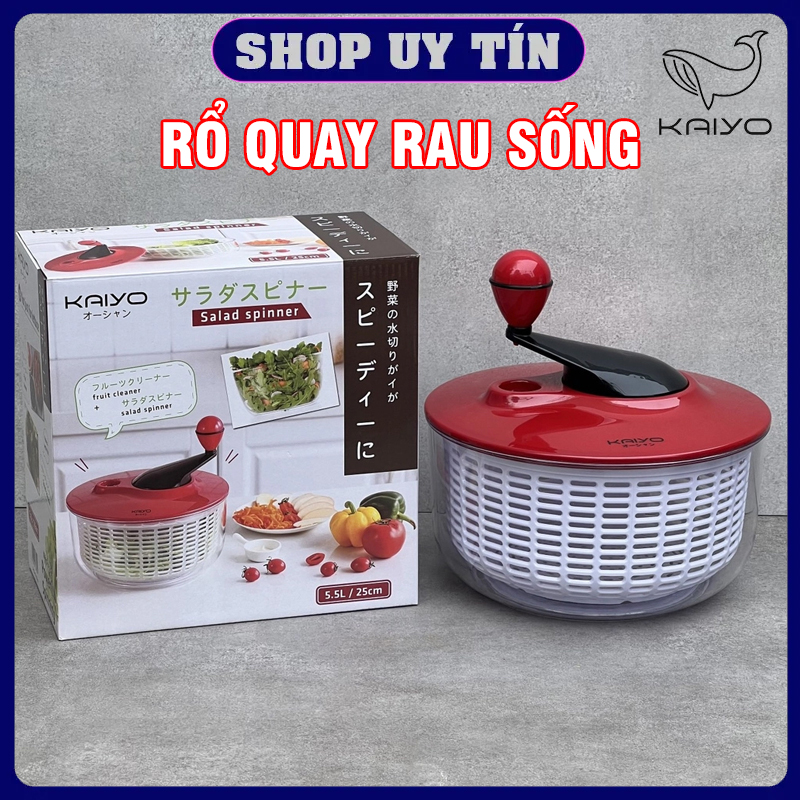Rổ quay rau sống kaiyo - rổ quay rau li tâm quay sạch nước, tiện lợi tiết kiệm sức lao động