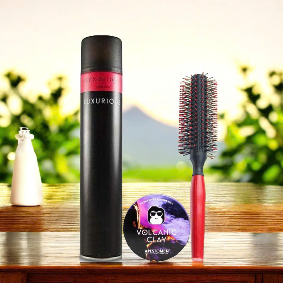 Gôm xịt tóc Luxurious 320ML Và Sáp Volcanic nhựa kèm lược