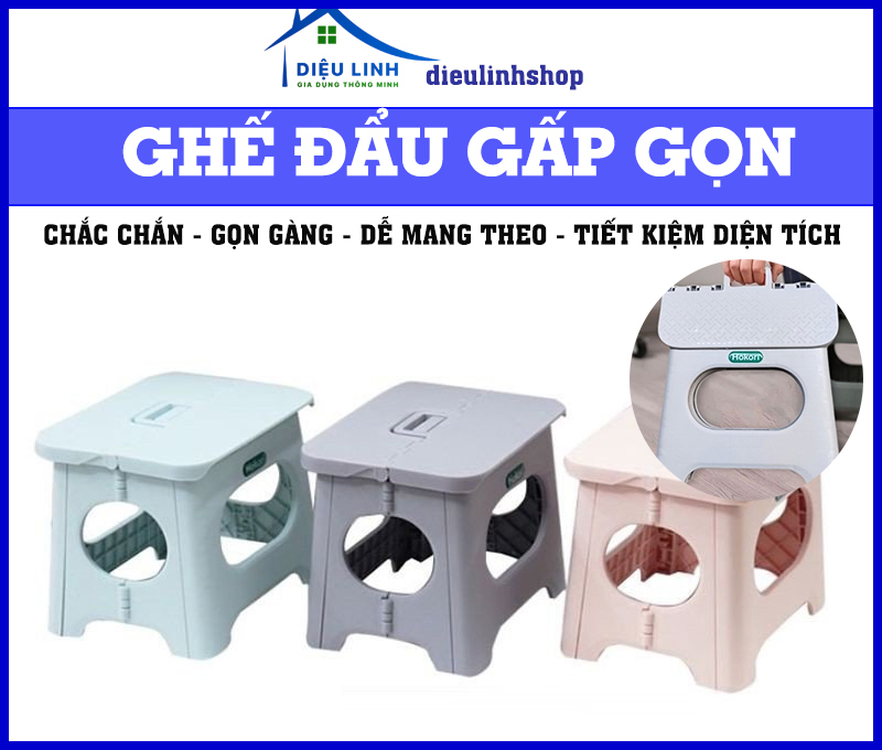 Ghế xếp gấp gọn Nhựa Mini Gấp Gọn 2058, Ghế Xếp Tiết Kiệm Không Gian Tiện Lợi Cao Cấp dieulinhshop