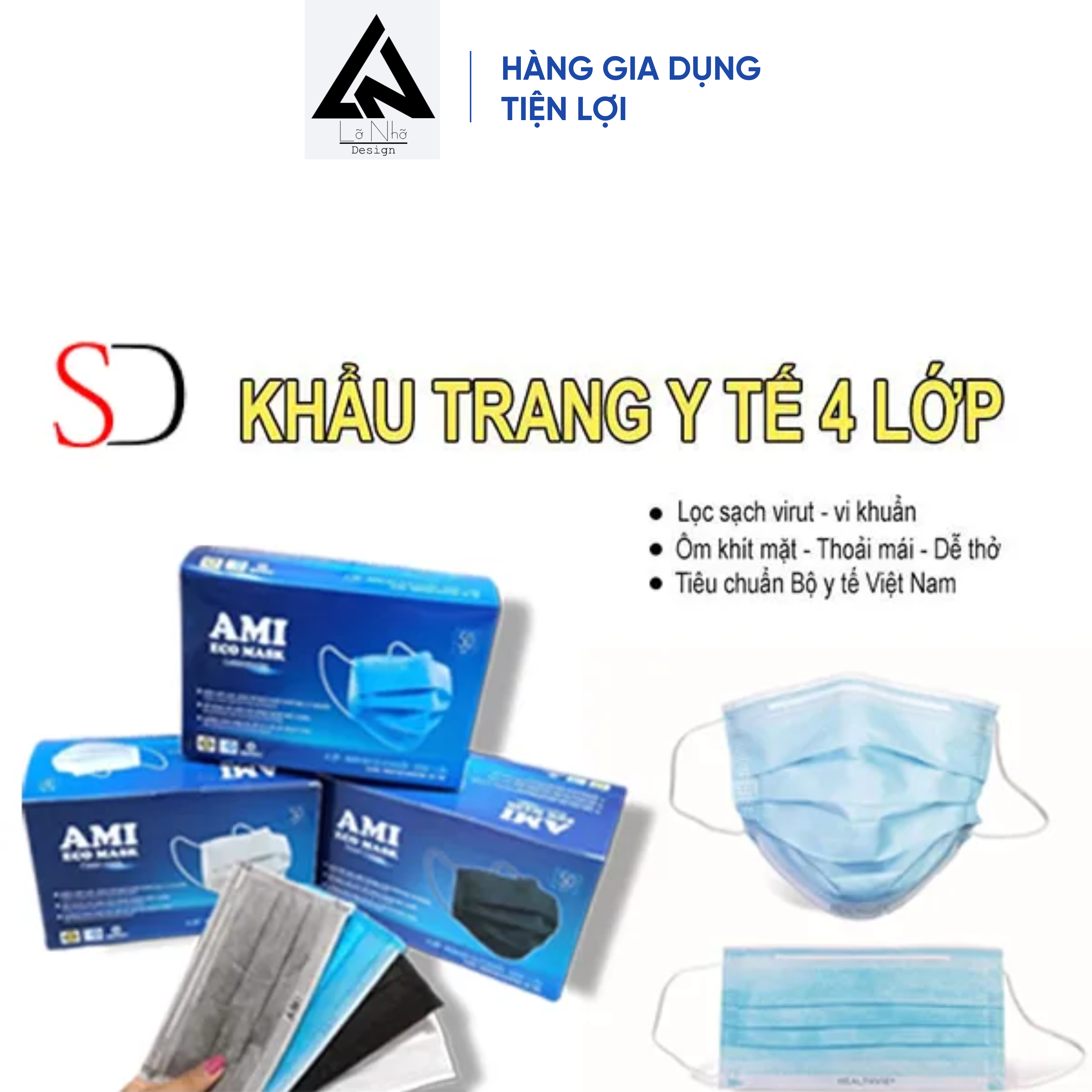 Khẩu trang - Hộp khẩu trang 4 lớp AMI kháng khuẩn 1 thùng 10 hộp - Khẩu trang 5d - Khẩu trang 3d - Khẩu trang kf94 - Khẩu trang y tế cho bé - Khẩu trang cute - Khẩu trang vải chống nắng - Khẩu trang gấu dâu - Khẩu trang yoki