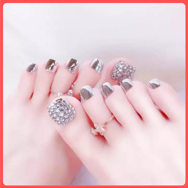Bộ 24 Móng chân giả , nail giả , móng giả C6 (kèm keo dán)