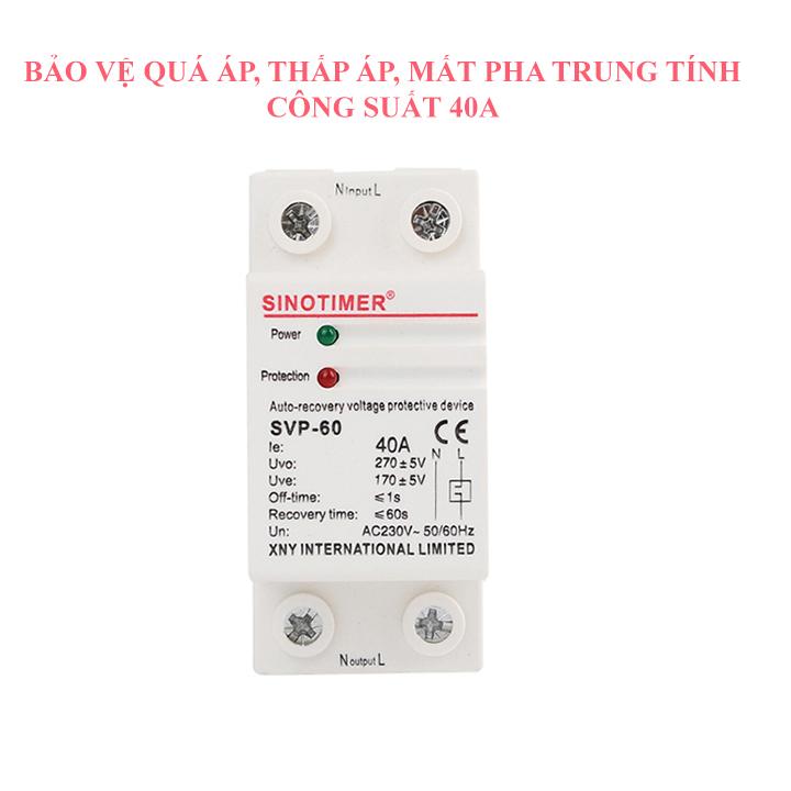 Bảo vệ mất dây trung tính 40A, bảo vệ quá áp thấp áp 40A
