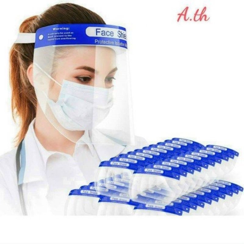 Kính chống giọt bắn Face Shield loại Tấm che mặt phòng dịch , chắn giọt bắn, kính chống covid Face shield đệm mút xốp bảo vệ 3 chiều an toàn tiện lợi
