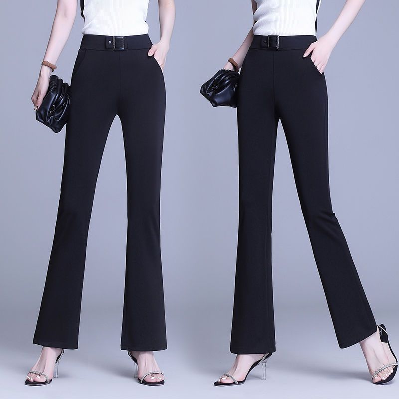 YXBB Quần Quần Ống Loe Siêu Nhỏ Cho Nữ Quần Áo Dày Dặn Mẫu Mới Cạp Cao Vải Nỉ Thu Đông Ống Rộng Co Giãn Ống Đứng