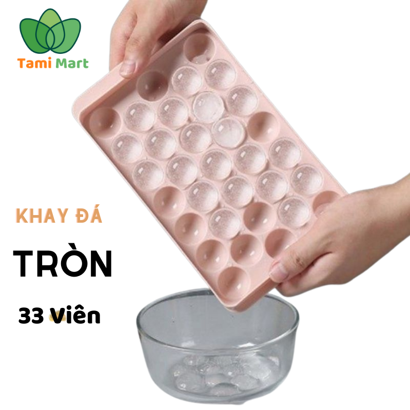 Khay đá tròn 33 ô - Khuôn làm đá 33 viên có nắp đậy thông minh- Khay làm đá viên tủ lạnh kiêm khuôn làm thạch rau câu