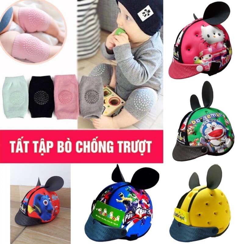 Combo tặng tấtcho bé mũ bảo hiểm cho bé team lưởi trai