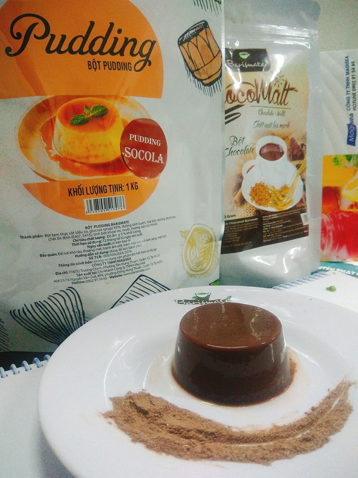 Bột Pudding Làm Thạch/Topping Trà Sữa Barismate Túi 500G Socola