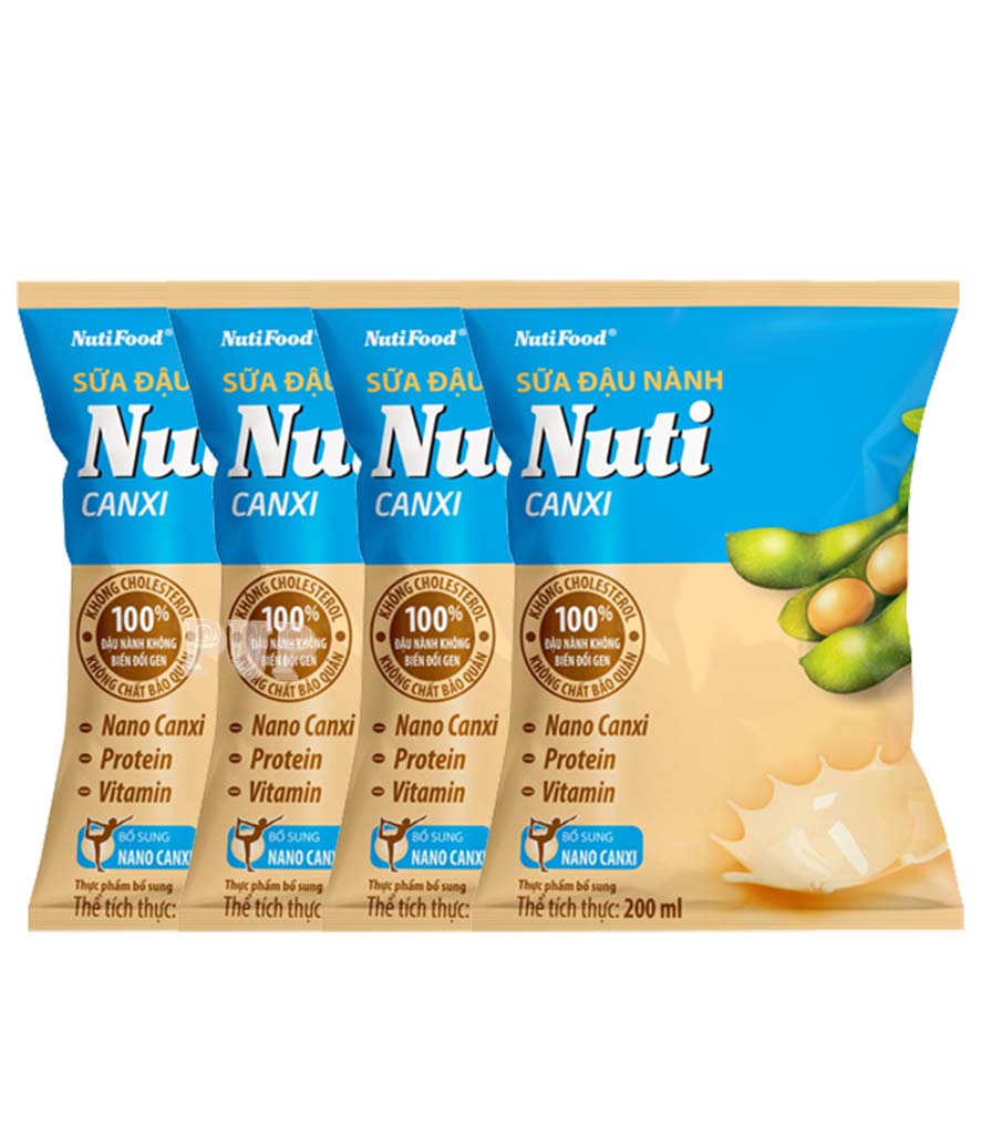 4 bịch sữa đậu nành nuti canxi bịch 200ml-pup store