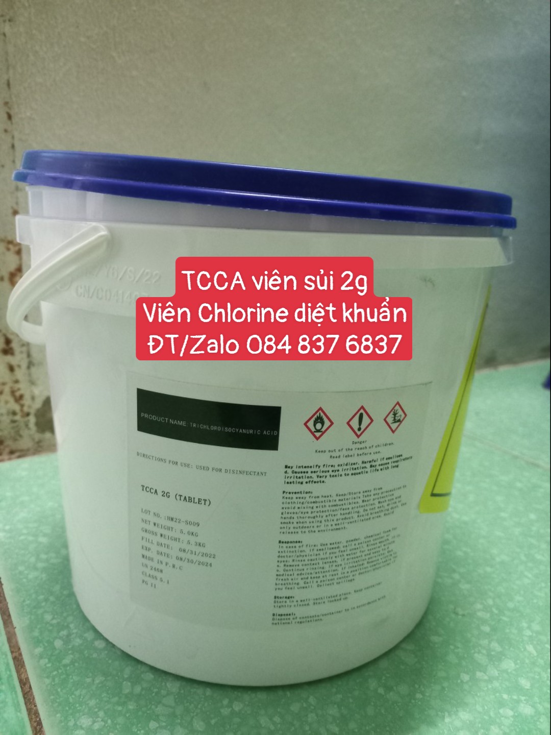 Tcca diệt khuẩn xô 5kg, chlorine viên sủi 2g