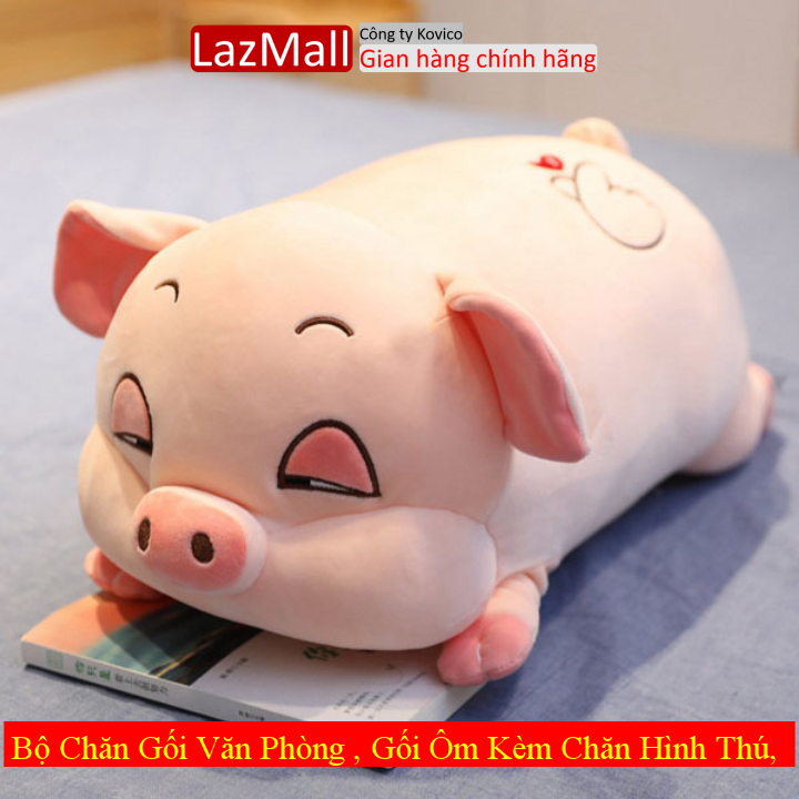 Bộ chăn gối văn phòng , gối ôm kèm chăn hình thú, gối mền heo phê ngủ 3 in 1 siêu mịn