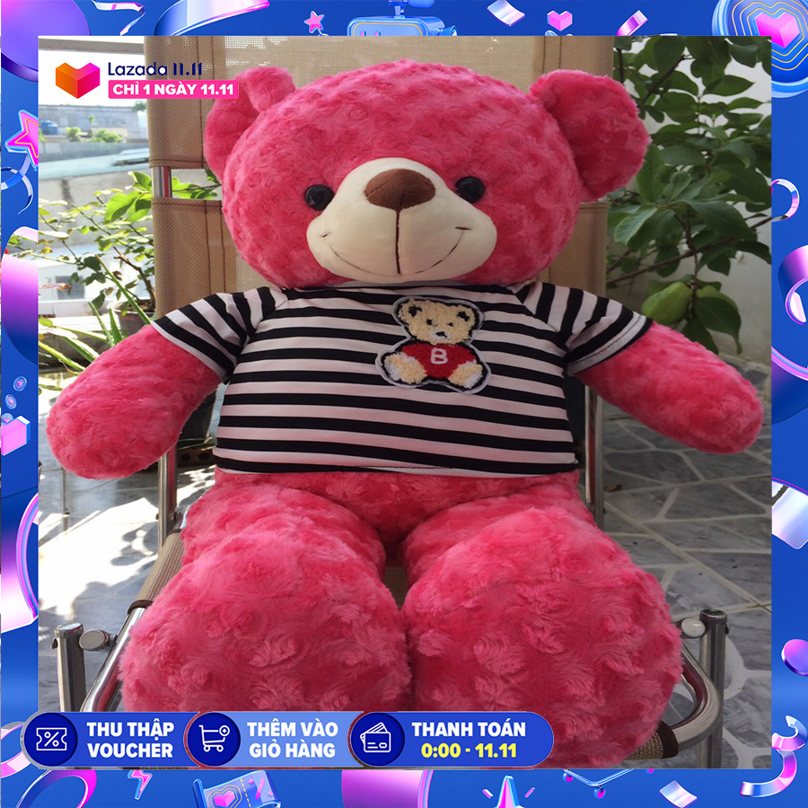 [HCM]Gấu bông Teddy khổ vải 1m màu HỒNG ĐẬM