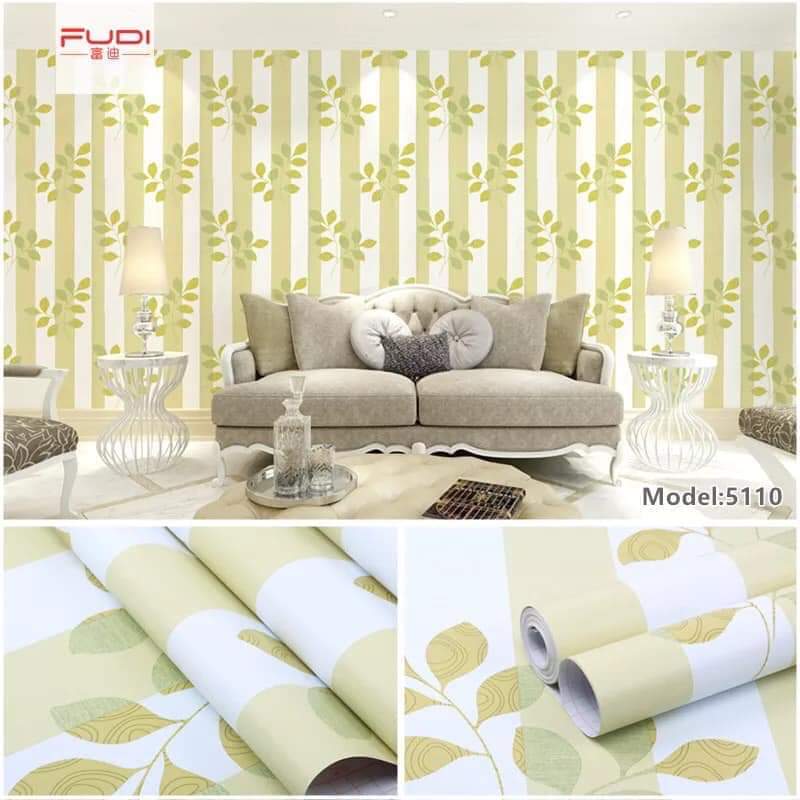 [HCM]Cuộn 10met giấy dán tường Sọc Lá Vàng có sẵn keo