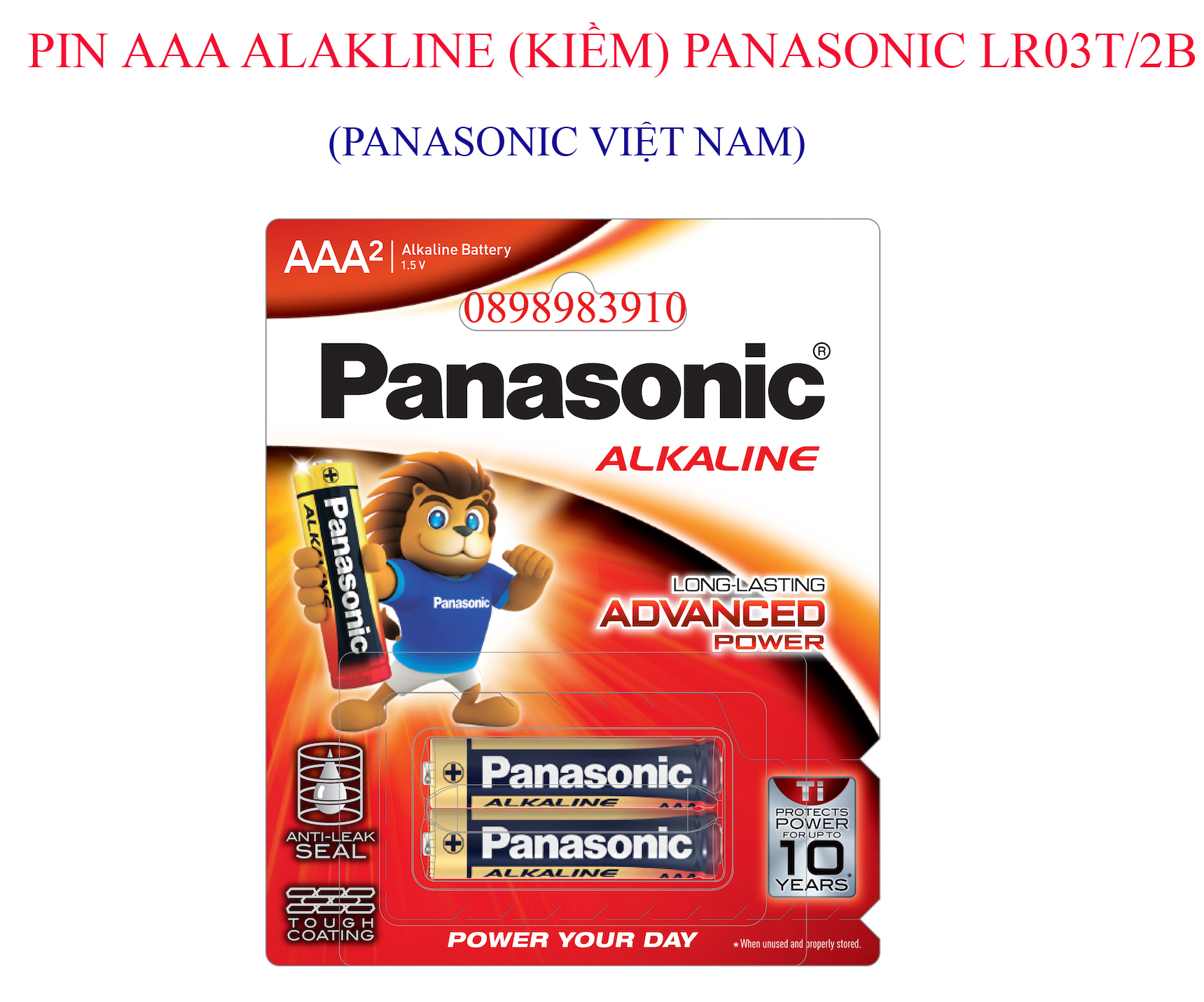 Pin aaa alkaline panasonic 1.5v lr03t/2b vỉ 2 viên