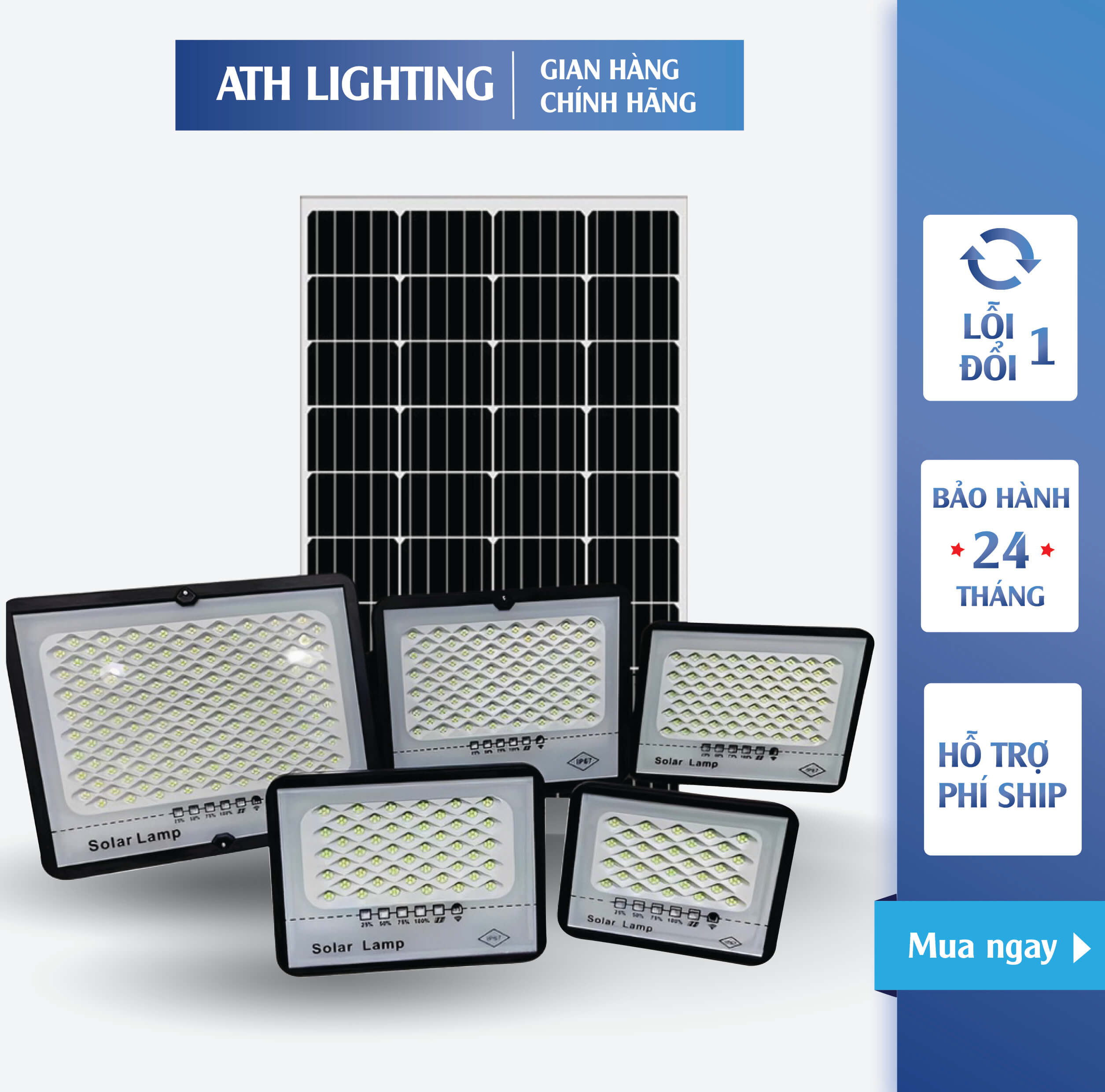 Đèn Năng Lượng Mặt Trời Đèn Led Chống Lóa 2023 ATH LIGHTING Cảm Biến Ánh Sáng 200w300w400w Bảo Hành 2 Năm Kèm Điều Khiển