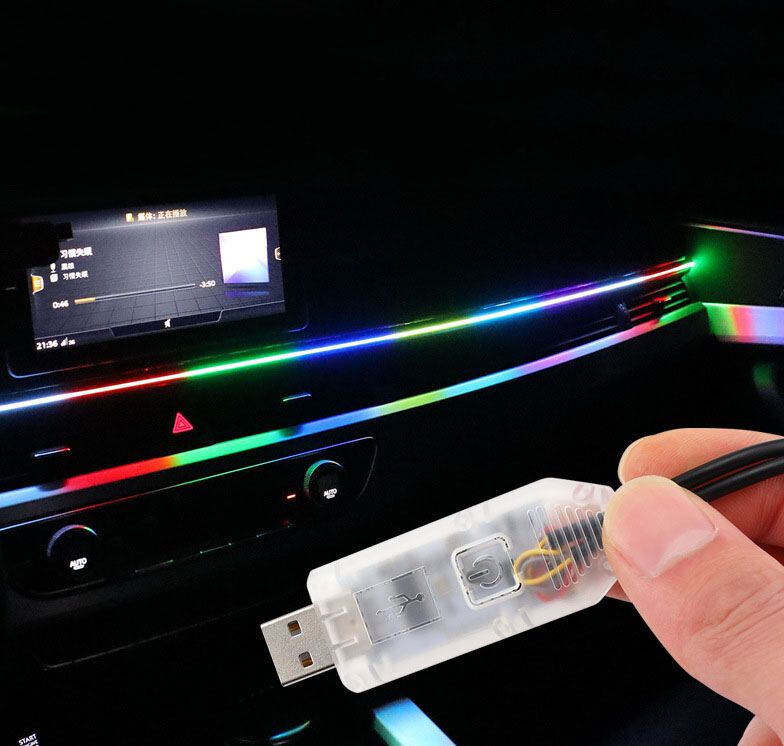  Đèn Led Viền Trang Trí Nội Thất Ô Tô acrylic full màu RGB nguồn USB 5V 
