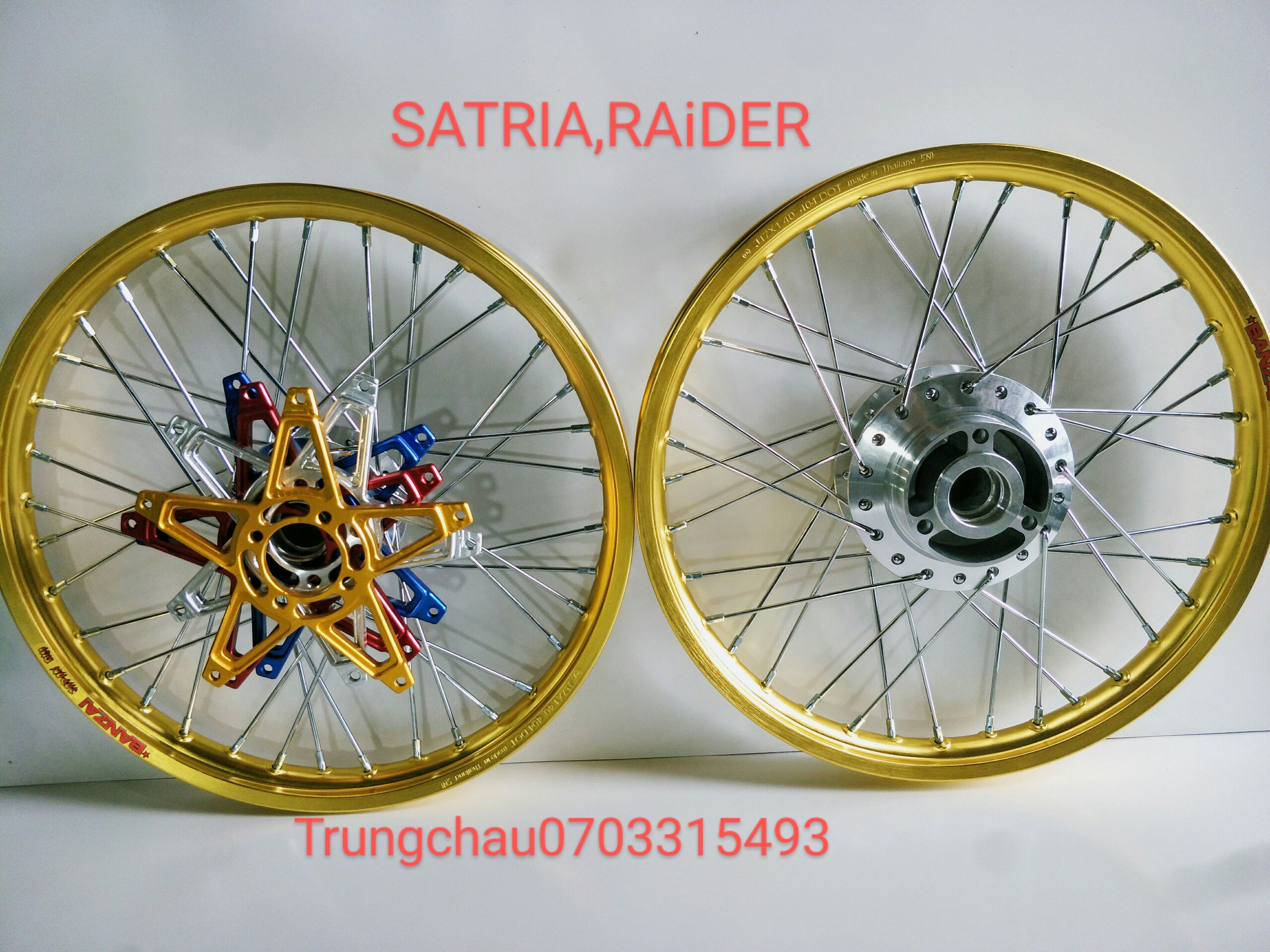 [HCM]CẶP BÁNH CĂM RAIDER SATRIA NIỀNG BANZAI TÙY CHỌN PÁT NGÔI SAO HOẶC ĐĨA ĐI KÈM GẮN NHƯ ZIN