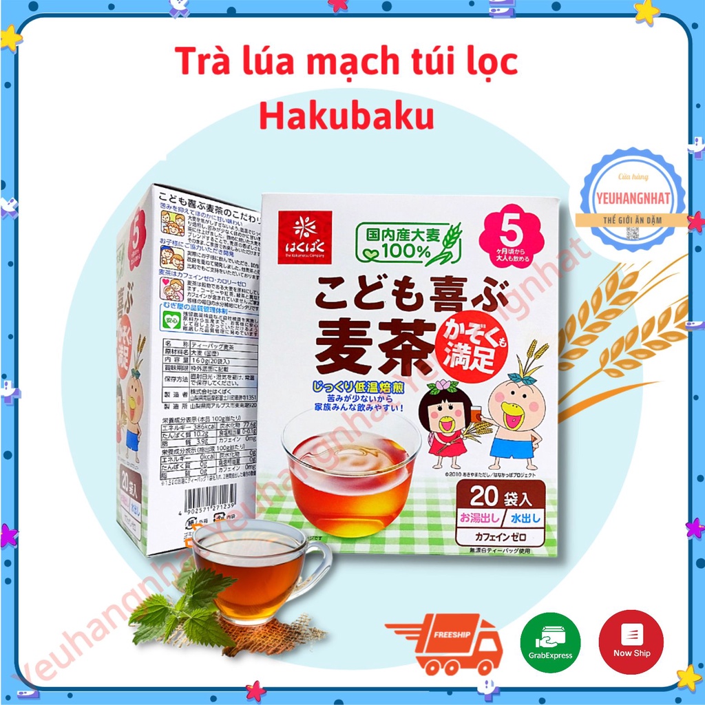 Trà lúa mạch Hakubaku dạng túi lọc cho bé từ 5 tháng tuổi