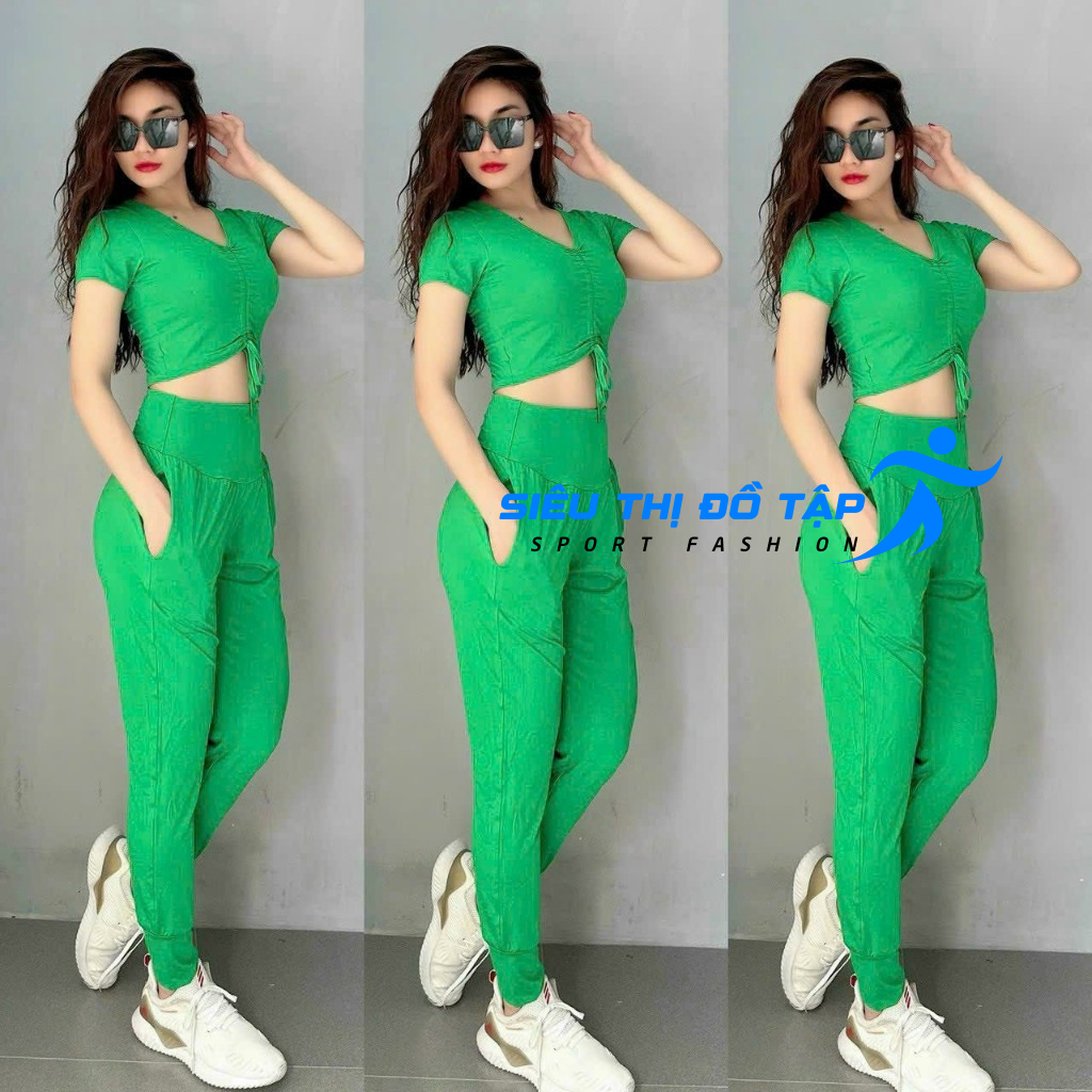 Bộ Tập Thể Thao Quần Dài Áo Rút Dây Năng Động Và Sexy, Phù Hợp Với Hoạt Động Tập Gym, Vận Động Thể - 5