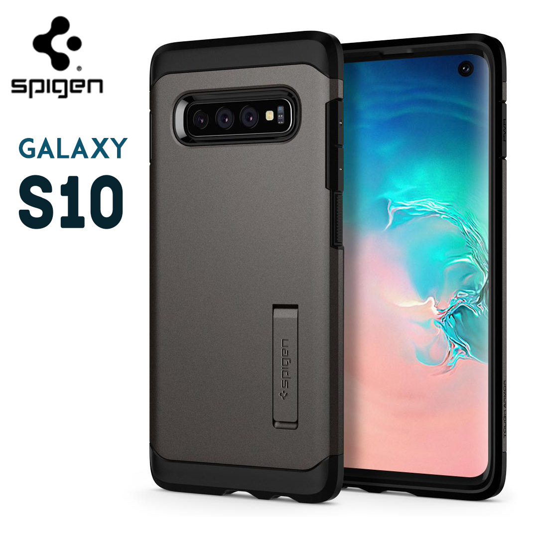 Ốp cho samsung galaxy s10 tough armor gunmetal - chính hãng spigen