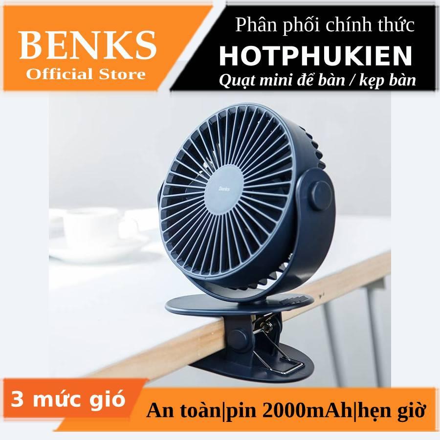 Quạt mini để bàn kiêm kẹp đa năng xoay 360 độ hiệu Benks F13 trang bị 3 chế độ làm mát và chế độ hẹn giờ hoạt động - Phân phối bởi Hotphukien