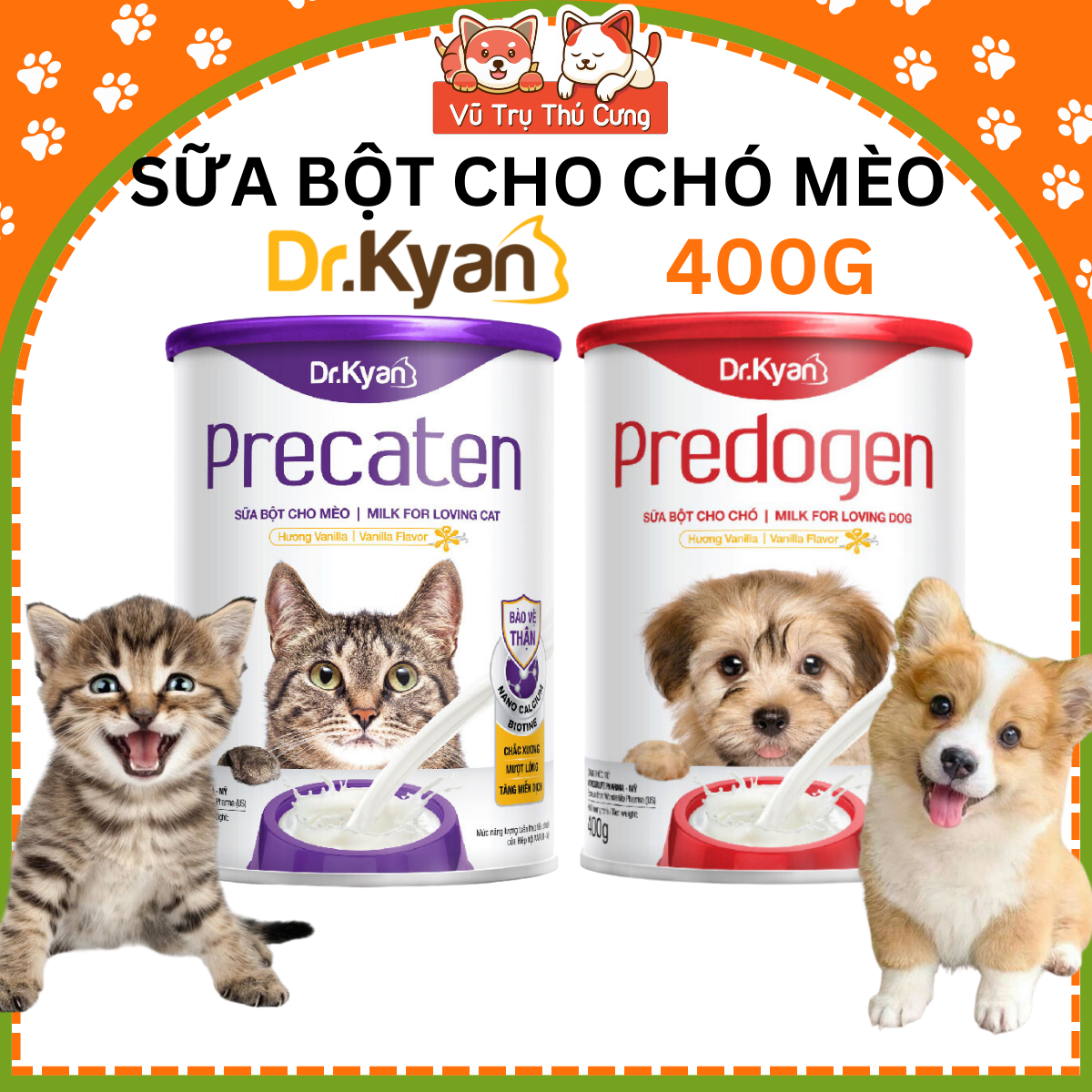 Sữa bột dinh dưỡng predogen dr.kyan cho chó mèo lon 400g