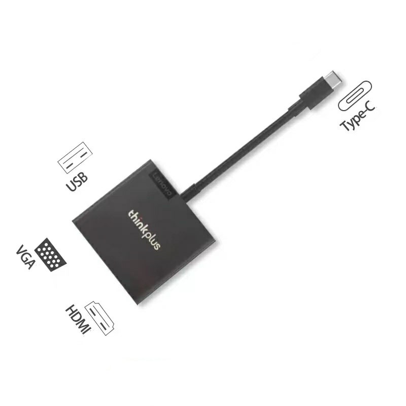 Cáp type c to hdmi, vga, usb 3.0 - lenovo thinkplus usb-c 3-in-1 travel hub, 4k hdmi, vga, usb 3.0, cắm là chạy