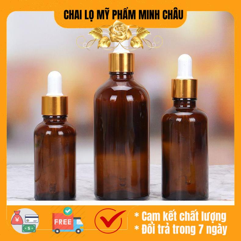 Chai lọ đựng tinh dầu thủy tinh nắp bóp giọt Khoen Vàng