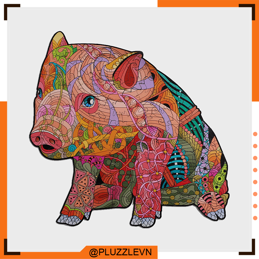 Puzzle Bộ Xếp Hình Gỗ 12 Con Giáp bởi PLUZZLE - Hình con Lợn - Hợi – PZ142