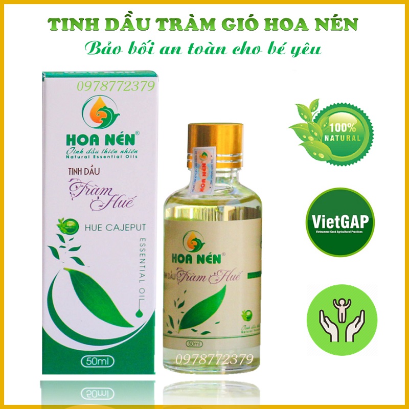 Tinh dầu tràm Huế nguyên chất Hoa Nén 50ml - Tinh dầu tràm gió giúp giữ ấm, phòng ho, cảm cho bé hiệu quả