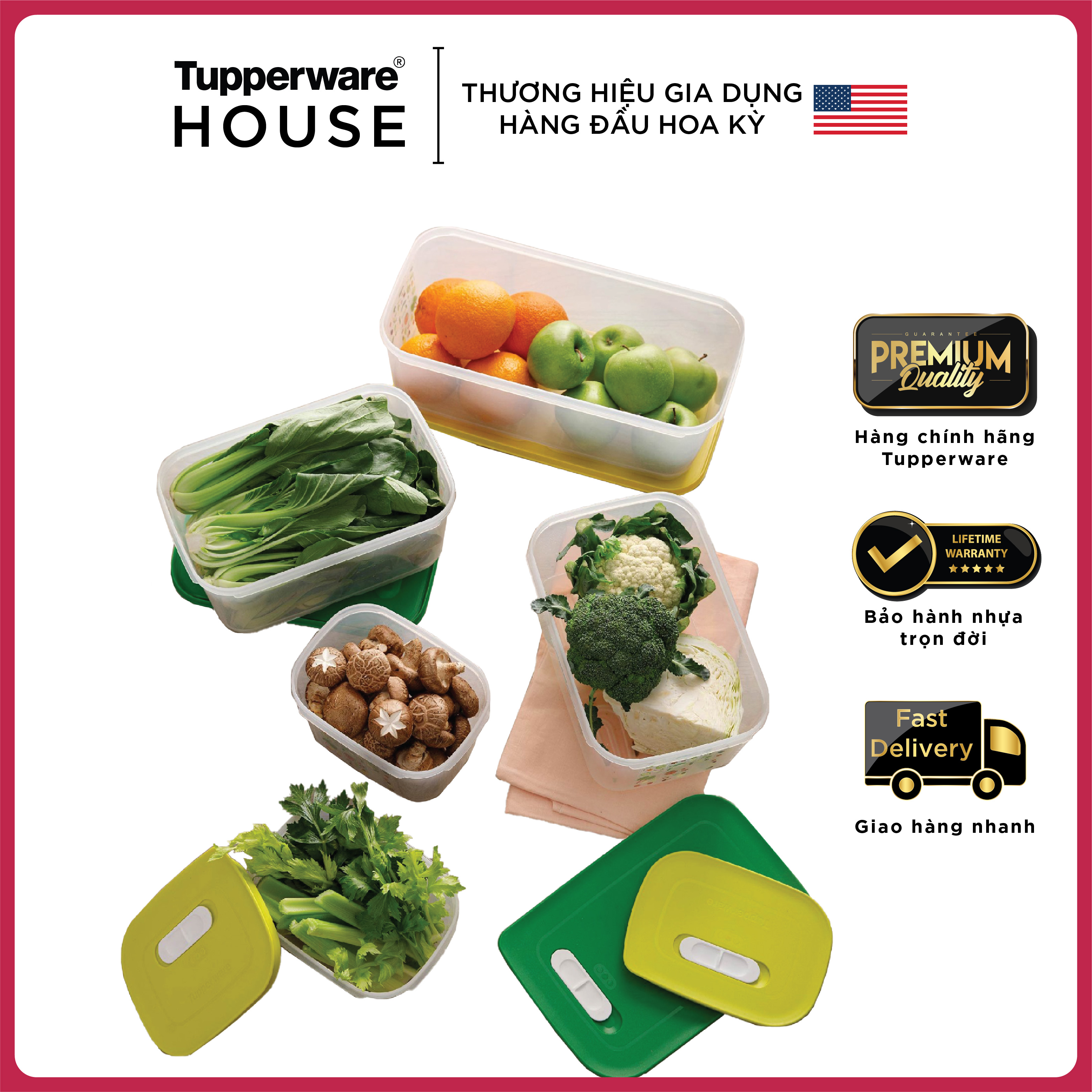 Bộ hộp trữ mát có nút hô hấp Tupperware Ventsmart (Set 5)