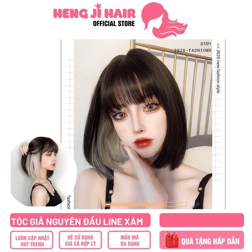 Tóc Giả Nữ Nguyên Đầu Cúp 25cm Nâu Line Xám HH200 Tóc Có Thể Uốn, Chải , Cắt Tỉa Thoải Mái Để Phù Hợp Với Khuôn Mặt, Hàng Có Sẵn, Cam Kết Cả Về Chất Liệu Và Hình Dáng - Hengji Hair Official Store