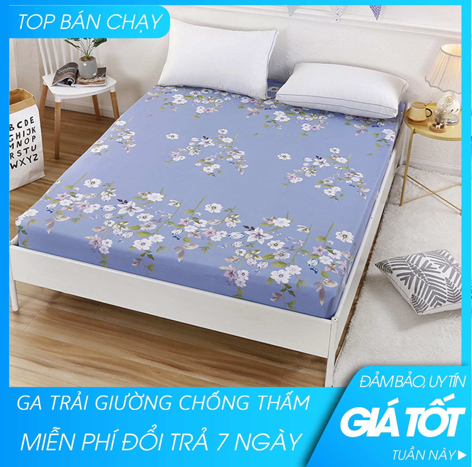 ( GIÁ TỐT)  Ga trải giường ,  Ga chống thấm ,  Ga trải giường chống thấm - kích cỡ 1m8x2m - Phù hợp với nhiều loại kích cỡ giường- Giao mẫu ngẫu nhiên( (Kích cỡ 180x200cm)