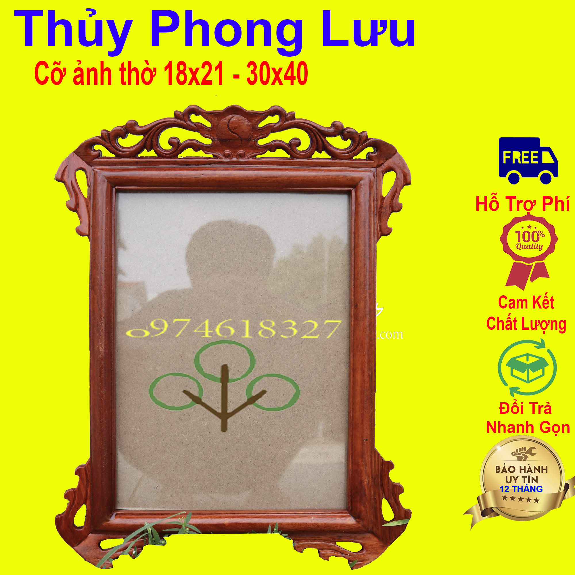 Khung ảnh thờ gia tiên treo tường gỗ hương nhiều cỡ