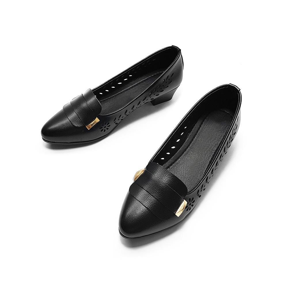 Giày Búp Bê Đế Vuông Nữ Cao 3cm Đục Lỗ Thoáng Mát