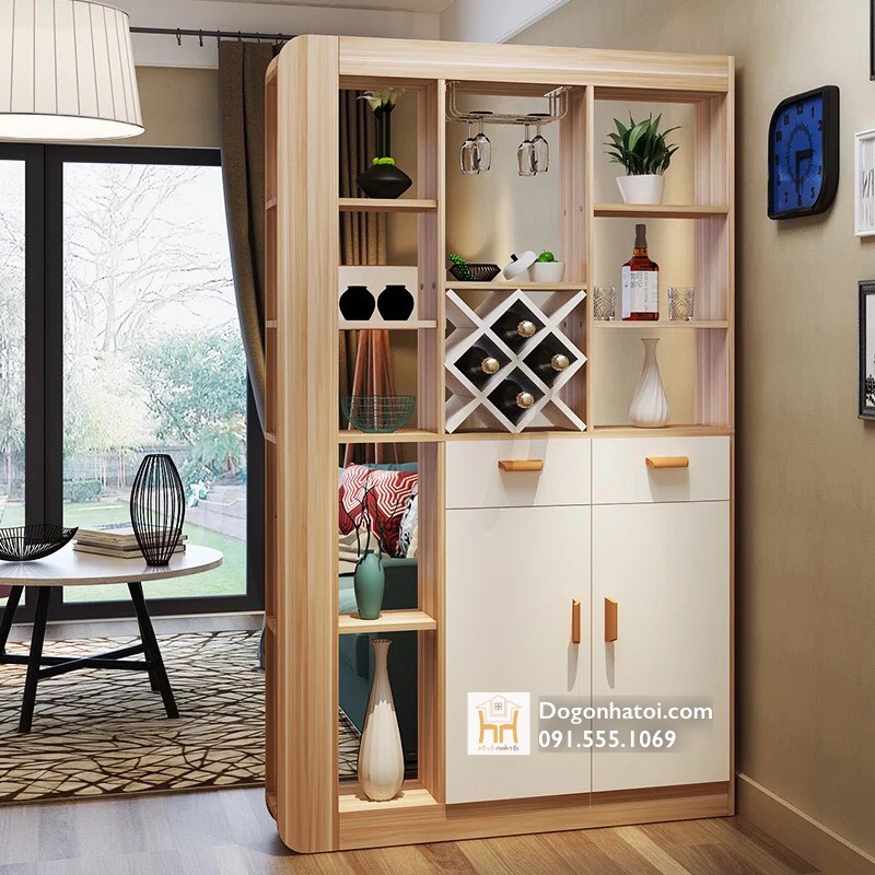[HCM]KỆ TRƯNG BÀY TỦ RƯỢU VÁCH NGĂN PHÒNG KHÁCH - TR601 (1m9 x 1m2) - ĐỒ GỖ NHÀ TÔI