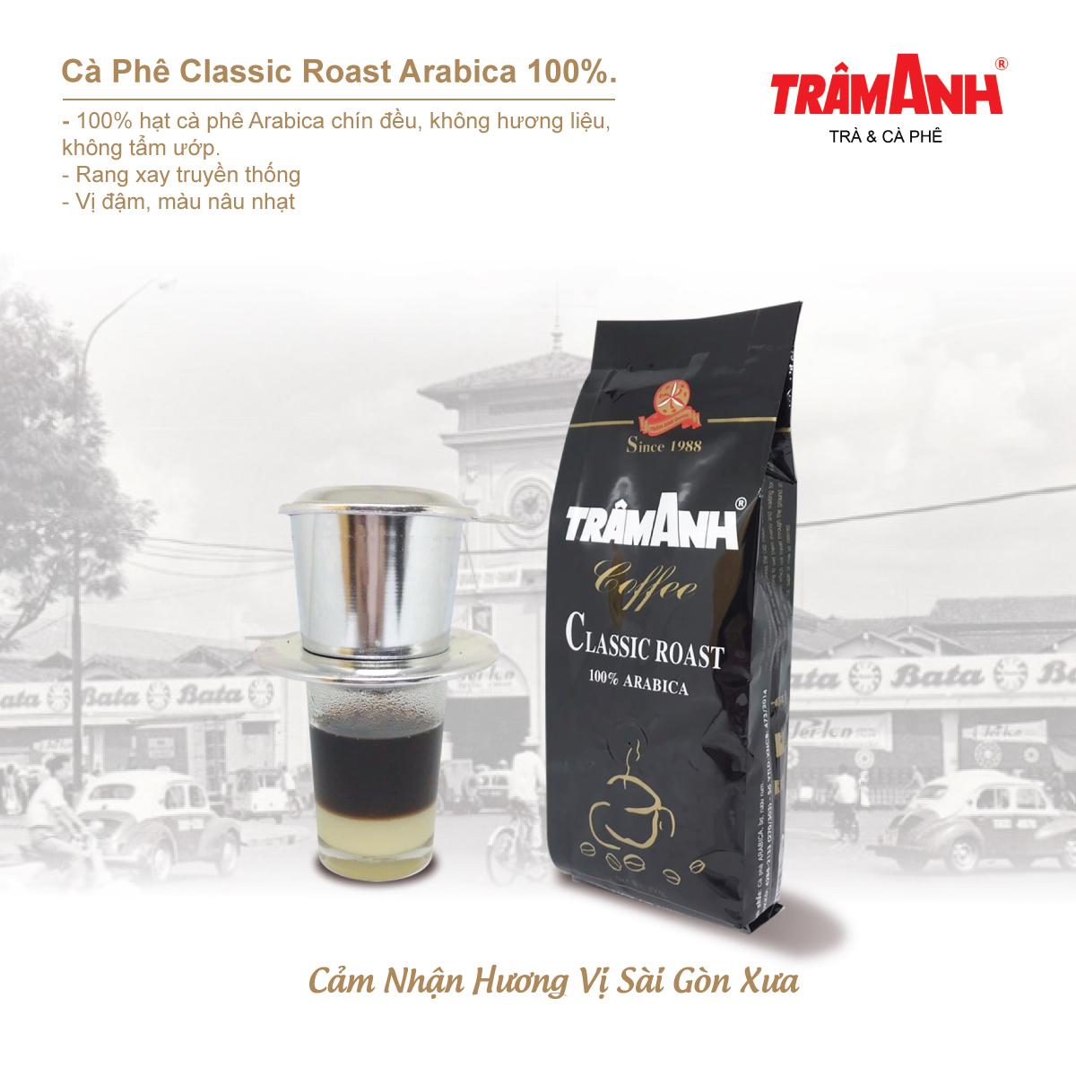 Cà Phê rang xay nguyên chất hương vị xưa Classic Roast Arabica 100%-250gr- TRÂM ANH