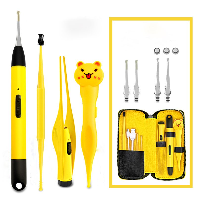 Set 4 dụng cụ lấy ráy tai có đèn led kèm hộp đựng tiện dụng sử dụng cổng sạc usb