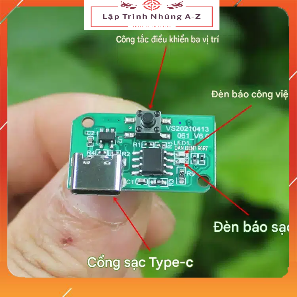 [Lập Trình Nhúng A-Z][G201] Mạch Điều Khiển 3.7V Cho Động Cơ Quạt Không Chổi Than 5V Với 3 Tốc Độ Jack Type C
