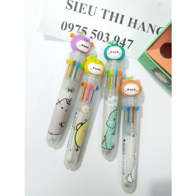 Bút bi 10 ngòi 10 màu siêu xinh