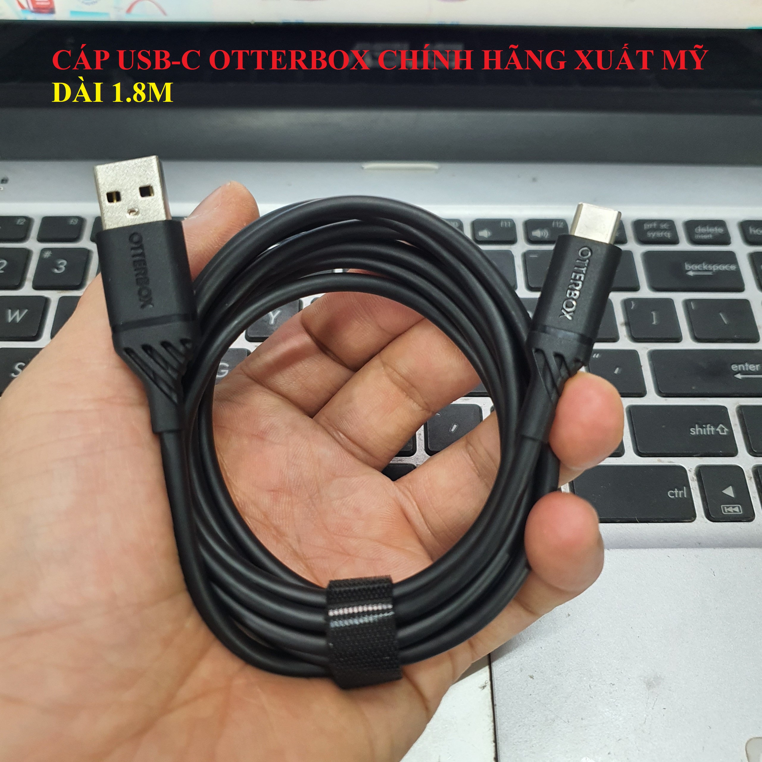 Cáp sạc nhanh usb-c dài 1.8m chính hãng otterbox, cáp xuất mỹ, make in vn