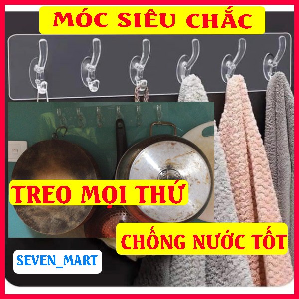 [RẺ VÔ ĐỊCH]Tấm dán tường treo quần áo, mũ nón đa năng gồm 6 móc treo, thiết kế liền mạch với đầu móc tròn mịn an toàn cho đồ dùng gia đình, màu trắng trong suốt có tính thẩm mỹ cao (Có sẵn keo dán ở mặt sau siêu bền) – Thanh Treo Đồ Dán Tường 6 Móc Liền