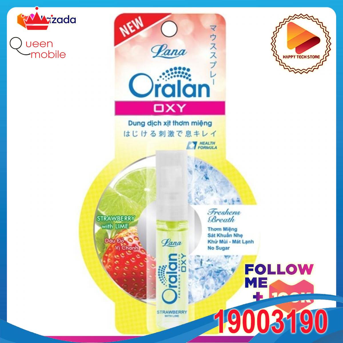 Xịt thơm miệng oralan oxy dâu đỏ vị chanh 8ml