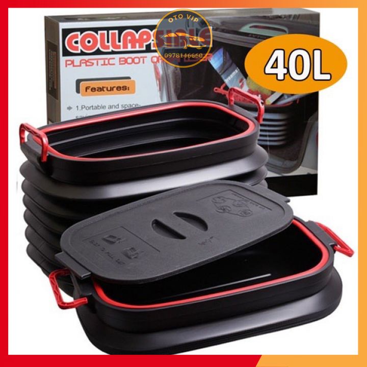 Thùng đựng đồ trên xe ô tô , xe hơi loại co dãn dung tích 40L và 4L