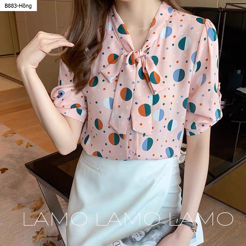 Áo sơ mi nữ lụa mango phối nơ -b883