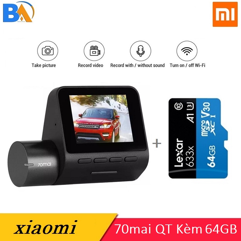 Camera Hành Trình Xiaomi 70mai Dash Camera Pro - Kèm thẻ 64GB A1 - PHIÊN BẢN QUỐC TẾ - BẢO HÀNH 12 THÁNG