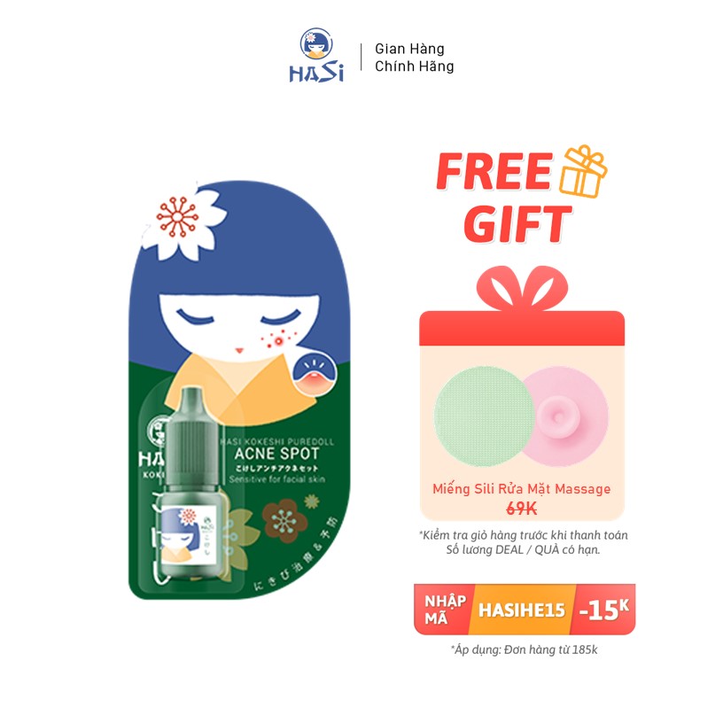 Chấm mụn hasi kokeshi puredoll ance spot - giảm sưng , ngăn ngừa thâm dạng gel 5ml