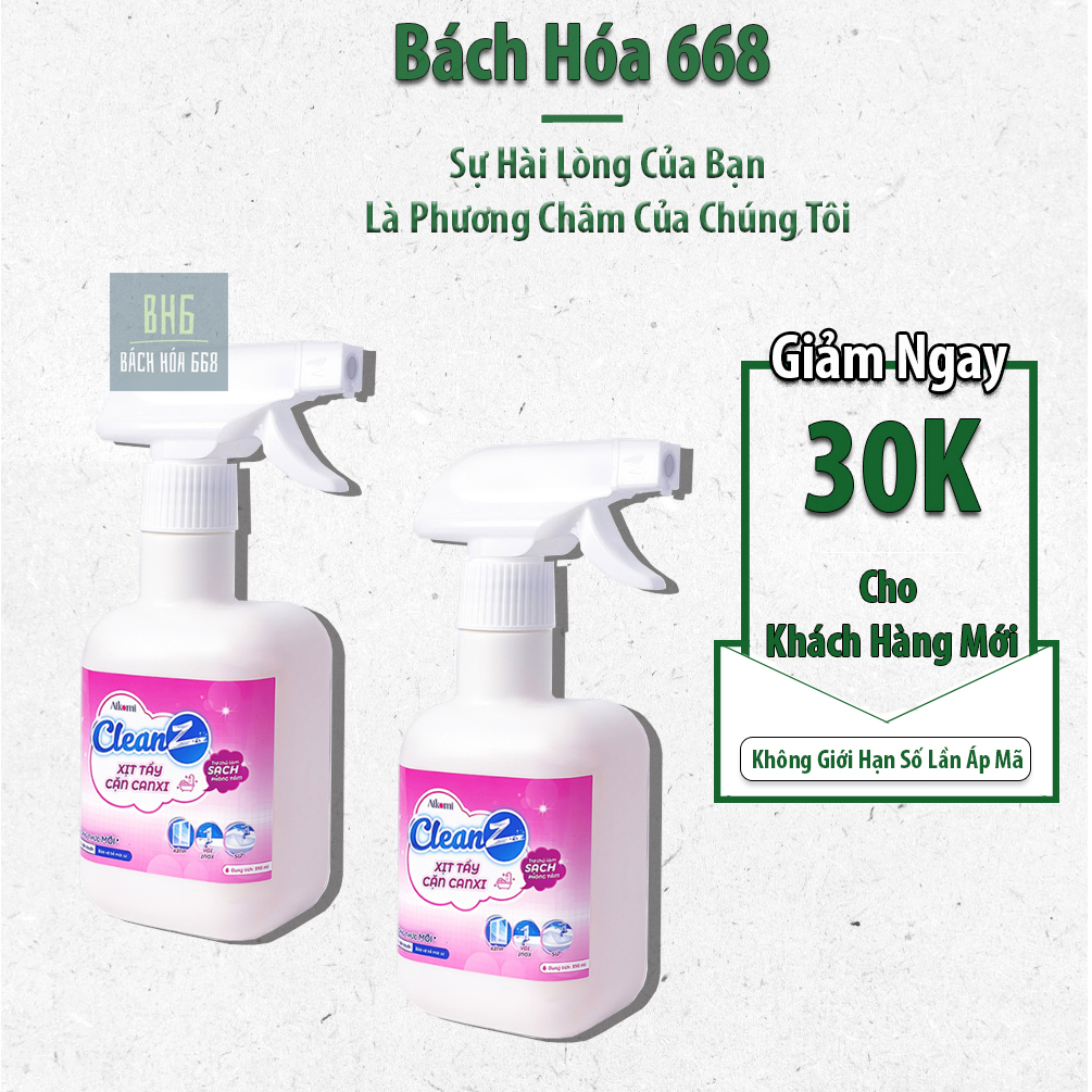 Chai xịt tẩy cặn canxi cleanz làm sạch bề mặt vòi rửa, vòi sen, vách kính