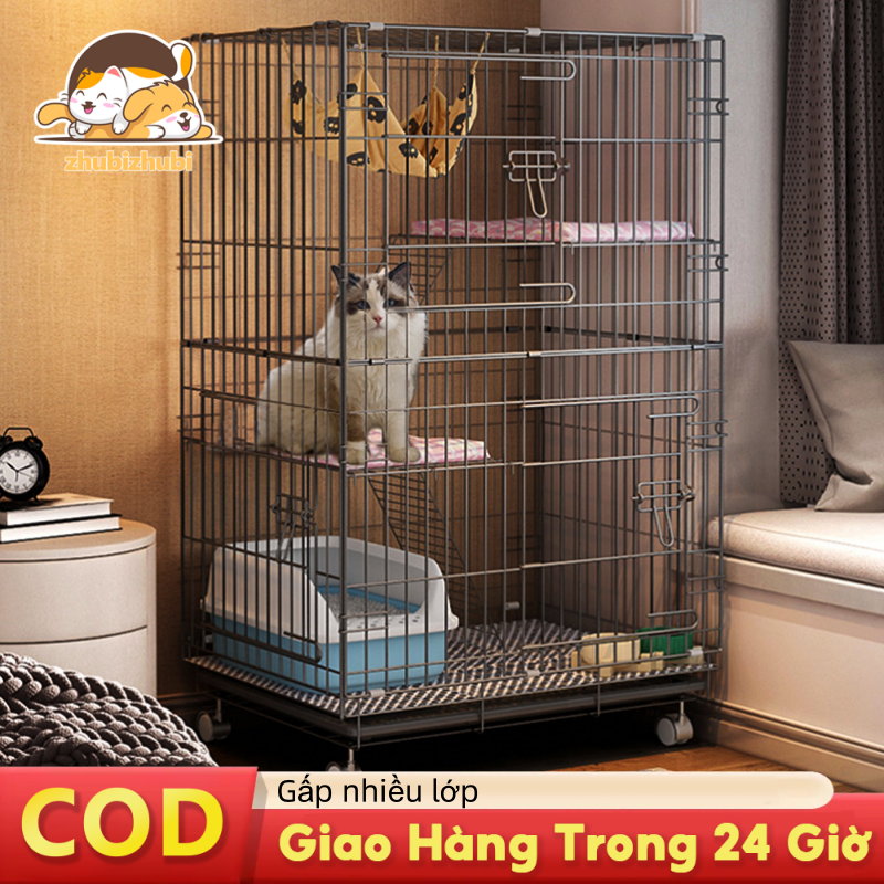  ⭐Bảo Hành 5 Năm⭐Lồng Thú Cưng Gấp Lồng Mèo Lớn Dễ Dàng Lắp Ráp 3 4 Lớp Lồng Mèo Lồng Thỏ Lồng Chó Lồng Thú Cưng Di Động Nhà Sóc 
