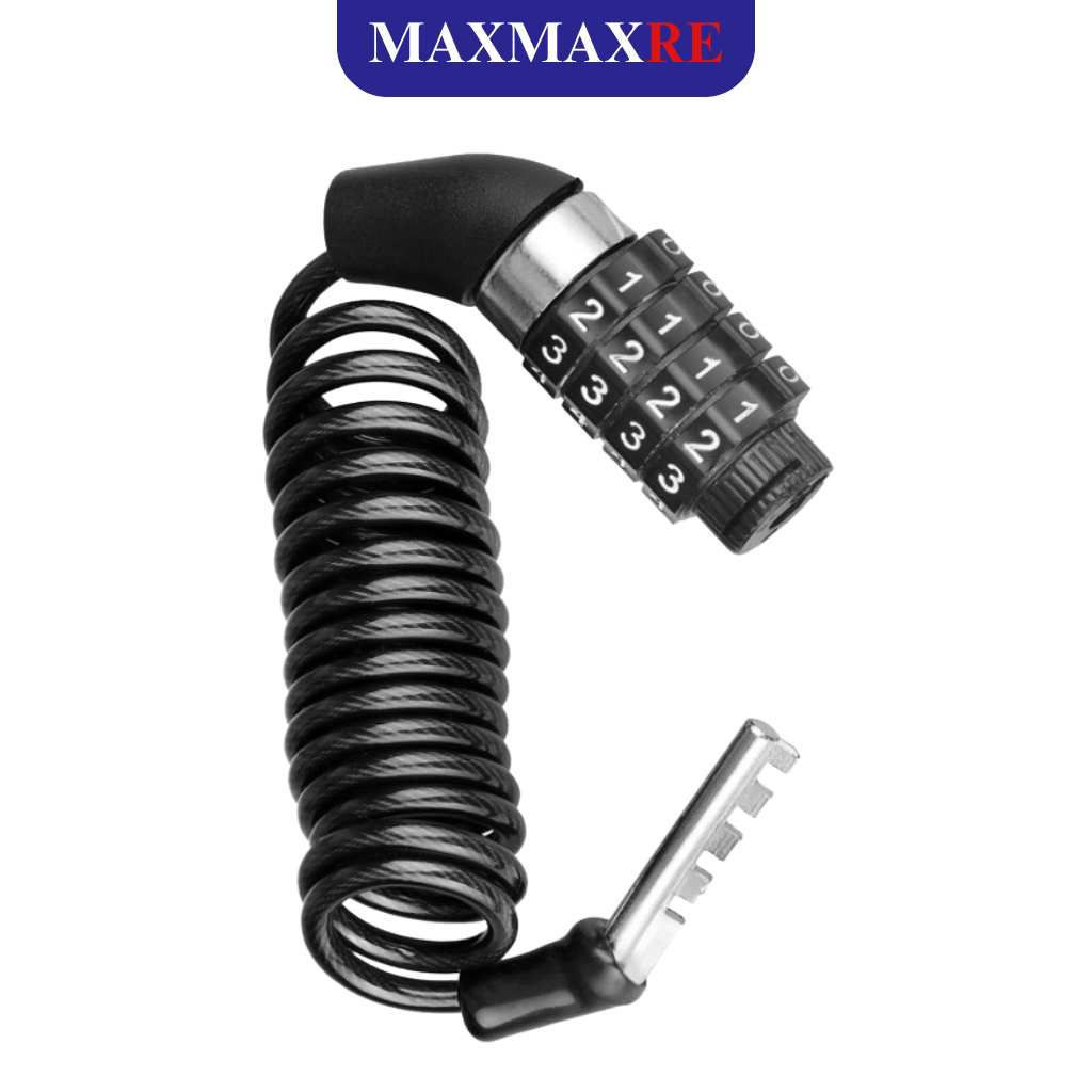 Khóa xe đạp thể thao 1,5m mật khẩu 4 số chống trộm, khóa số dây gắn yên xe đạp không cần chìa